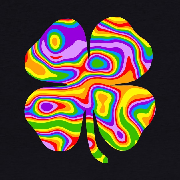 Rainbow Four Leaf Clover- St Patricks Day Art by SartorisArt1